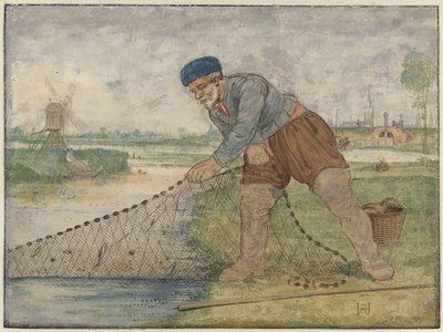 A Fisherman Hauling in His Net by Hendrick Avercamp