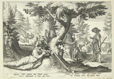 Battus Transformed into Stone by Hendrick Goltzius