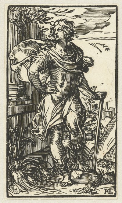 Young Man with Walking Stick by Hendrick Goltzius