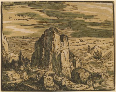 Cliff on a Seashore by Hendrik Goltzius
