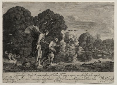 Tobias and the Angel (small plate) by Hendrik Goudt
