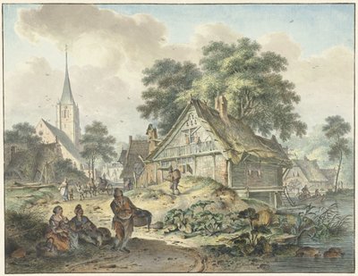 Dilapidated House and Village Church by Hendrik Meijer
