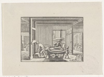Figures Working in a Paper Workshop by Hendrik Numan