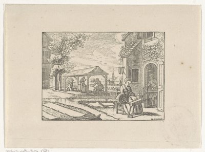 Figures Working in a Textile Workshop by Hendrik Numan