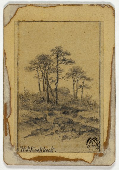 Trees on Rocky Hill by Hendrik Pieter Koekkoek