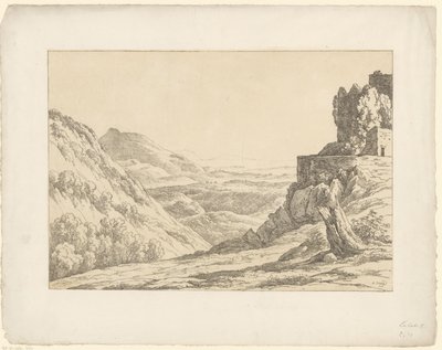 Ruins with Distant View Tentamina Lithographica (series title) Italian Landscapes (series title) by Hendrik Voogd