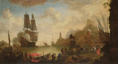View of an Italian Port by Hendrik van Minderhout