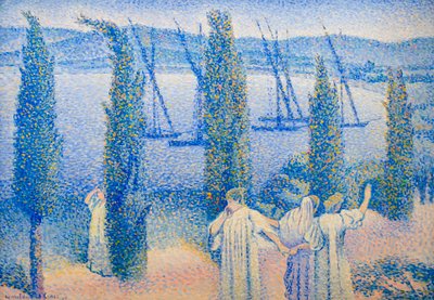 Coastal View with Cypress Trees by Henri Edmond Cross