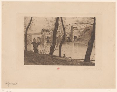 View of Bridge in Mantes-la-Jolie by Henri Charles Guérard