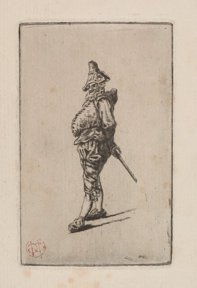 Punchinello, after Meissonier by Henri Charles Guérard