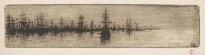 Tall Ships in a Harbor by Henri Charles Guérard