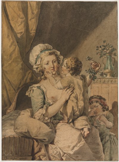 Mother with Two Children, 1788 by Henri Chevaux