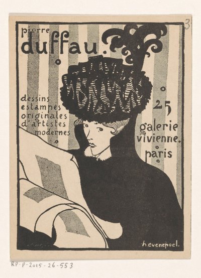Business Card of Art Dealer Pierre Duffau in Paris by Henri Evenepoel