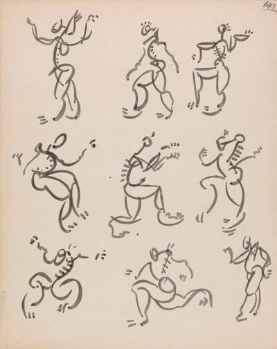 Nine Dancing Figures, in Three Registers by Henri Gaudier Brzeska