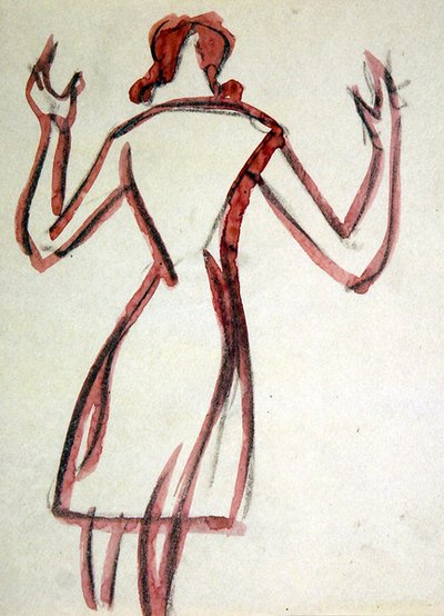 Woman backview, arms raised by Henri Gaudier Brzeska
