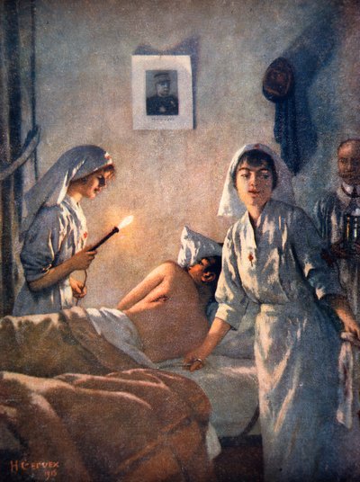 French nurses tend wounded soldiers by Henri Gervex
