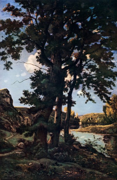Oak trees in Chateaunenard, France by Henri Joseph Harpignies