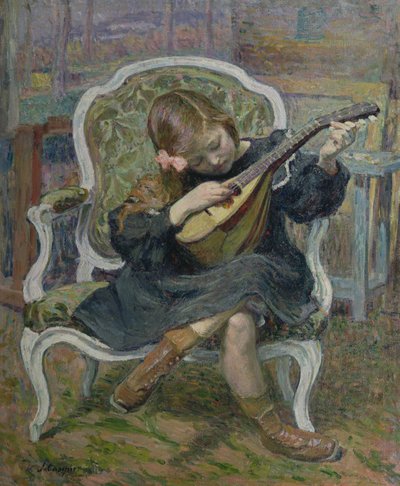 Girl Playing a Mandolin by Henri Lebasque