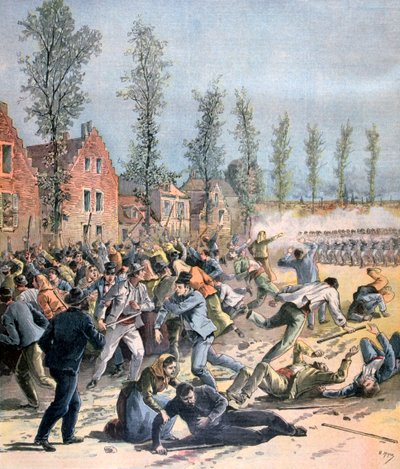 Rioting in Mons, Belgium, 1893 by Henri Meyer