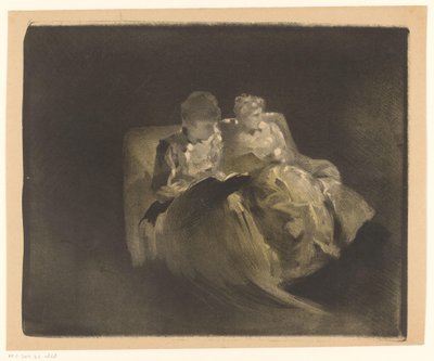 Two Women Reading on a Bench by Henri Patrice Dillon