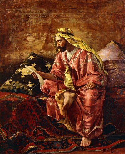 An Arab Reading a Letter by Henri Pierre Hippolyte Dubois