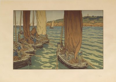 Departure of Boats at Tréboul by Henri Rivière