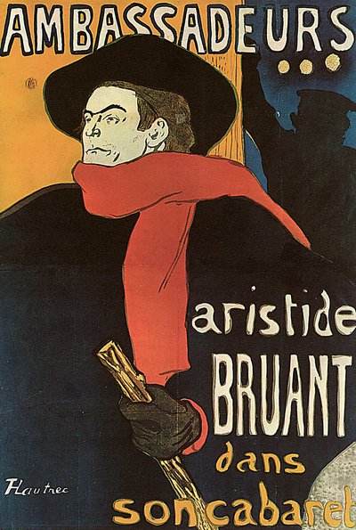 Bruant in Ambassadeurs, 1892 by Henri de Toulouse Lautrec