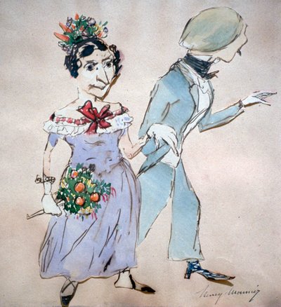 The Couple with the Bouquet by Henry Bonaventure Monnier