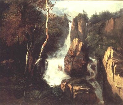 An Alpine Waterfall by Henry Bright