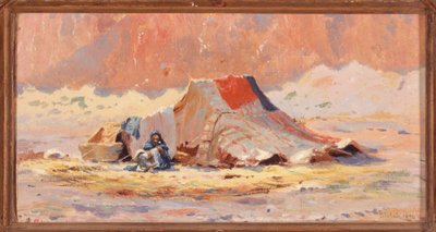 Arab tent in the desert at Blidah by Henry Brokman Knudsen