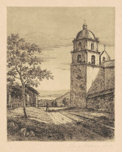 Mission Santa Barbara, Looking South by Henry Chapman Ford