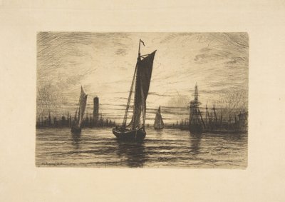 Sunset on the East River, 1879 by Henry Farrer