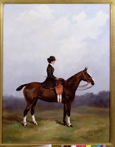 Lady Riding Side-saddle by Henry Frederick Lucas Lucas