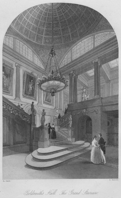 Goldsmiths Hall: The Grand Staircase, c1841 by Henry Melville