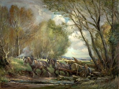Hauling Timber, Stirlingshire, Scotland by Henry Morley