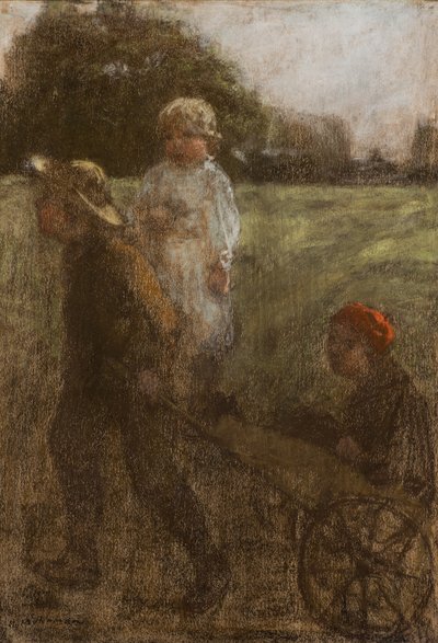 Children with Barrow by Henry Muhrmann