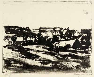 Hilly Landscape with Houses by Henry Nielsen