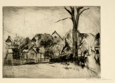 Landscape with Tall Tree and Houses by Henry Nielsen