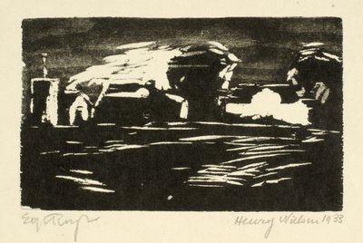 Dark Landscape with Trees and Houses by Henry Nielsen