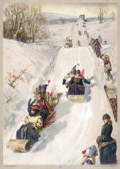 Tobogganing in the Countryside by Henry Sandham