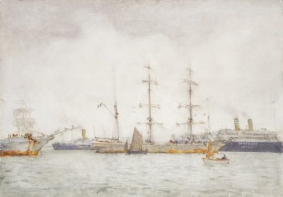 Ships in Harbour by Henry Scott Tuke