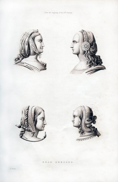 Headdresses, early 16th century, 1843 by Henry Shaw