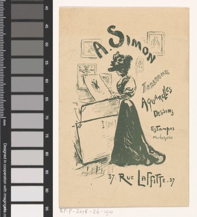 Business Card of Art Dealer A. Simon in Paris by Henry Somm