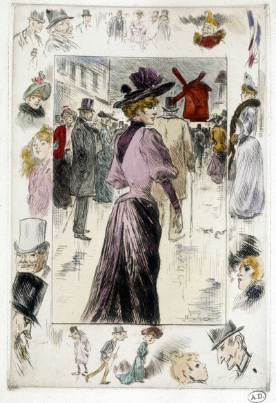 Woman in Front of the Moulin Rouge by Henry Somm