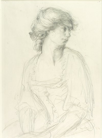 Half-length Study of a Seated Girl by Henry Tonks