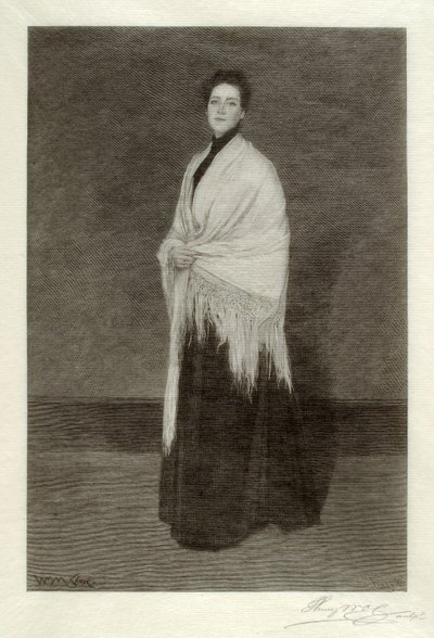 Lady with White Shawl by Henry Wolf