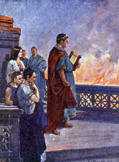 Nero looking at Rome burning by Henryk Sienkiewicz