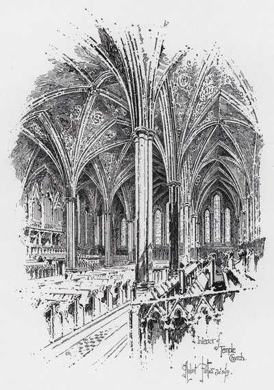 Interior of Temple Church by Herbert (after) Railton