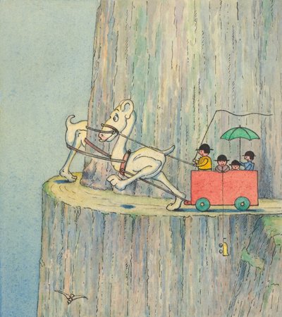 Figures Ascending a Cliff Road, c.1910 by Herbert E. Crowley
