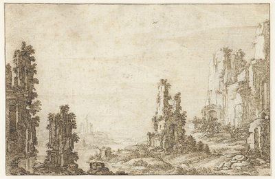 Landscape with ruins by Herman Breckerveld